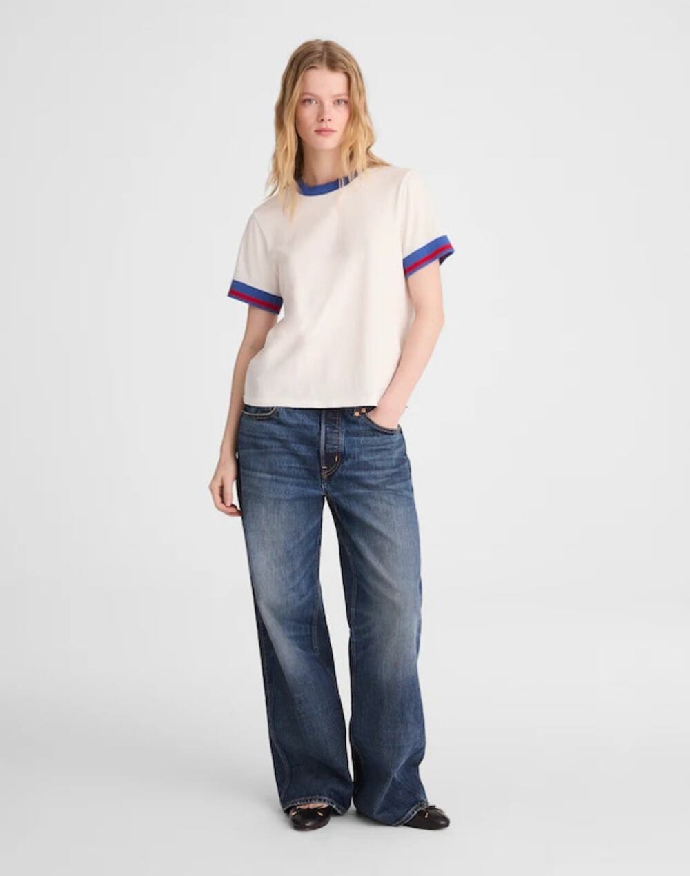 NWT Madewell Women's The Relaxed Tee in Vintage Jersey in White size Large
